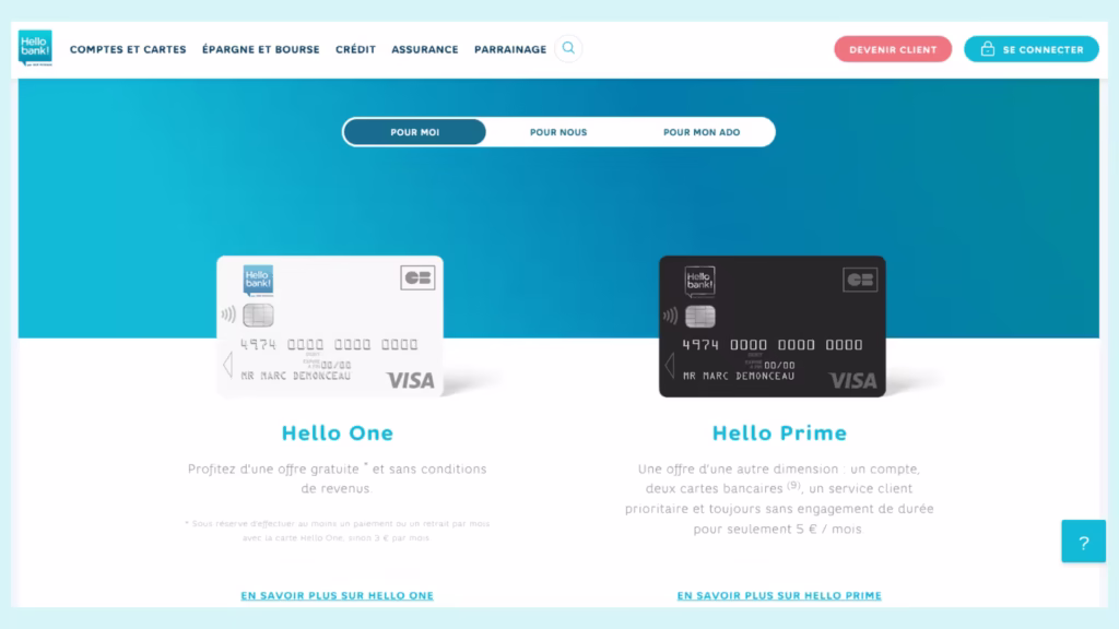 écran Hellobank pro