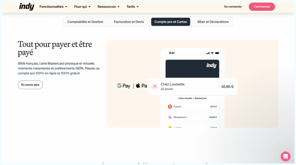 Indy simplifie la comptabilité des indépendants : tenue comptable automatisée, déclarations fiscales et gestion complète en ligne.